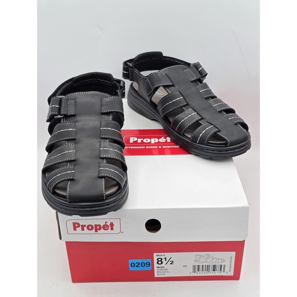Other - Propet Hunter Men's Leather Adjustable Fishin Fisherman Sandals | Size 8.5 Black